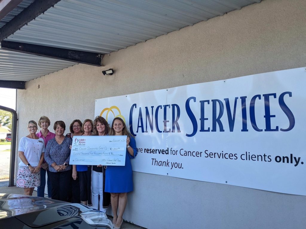 Cancer Services receiving a check from 100 Women